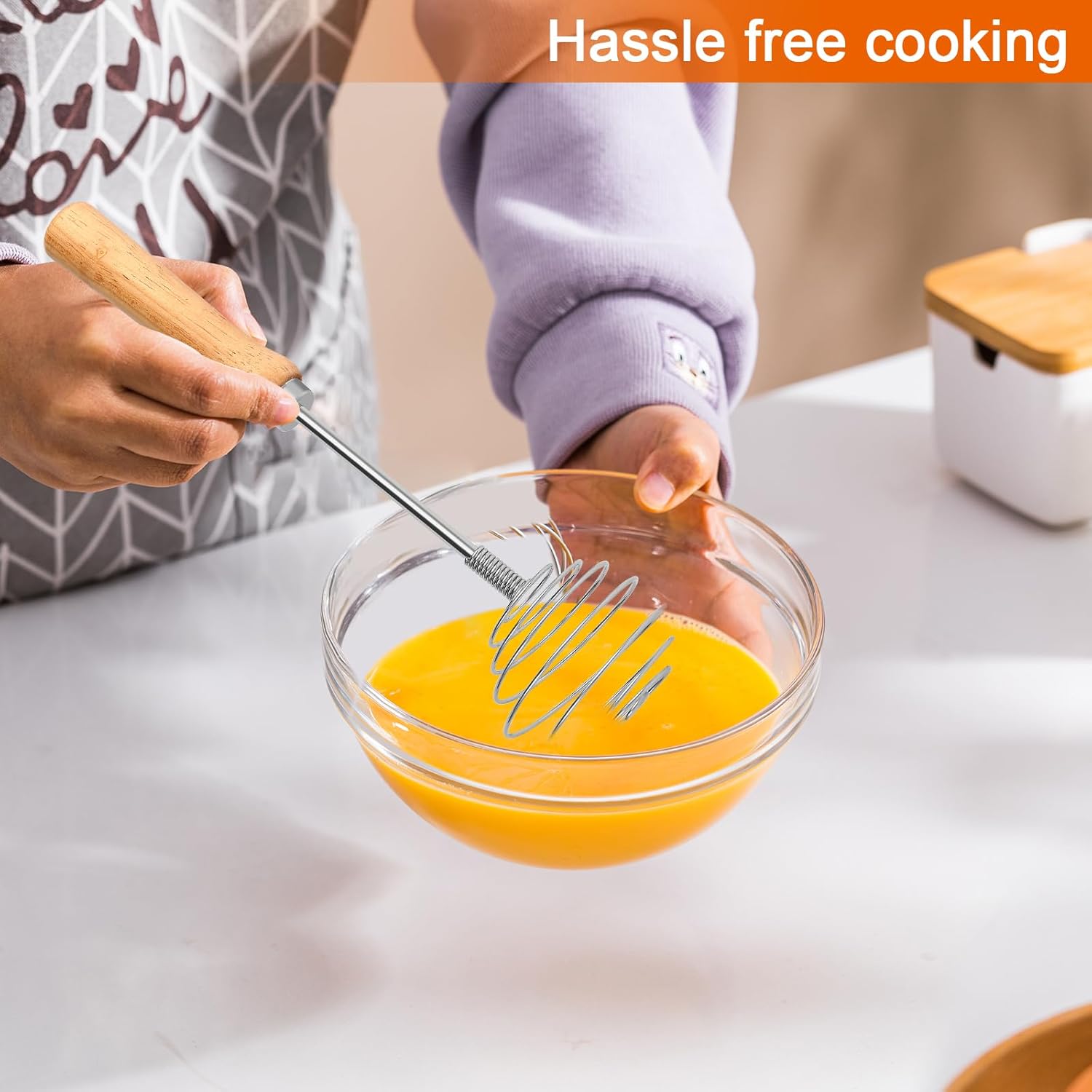 Experience effortless cooking with our Premium Stainless Steel and Wooden Handheld Egg Beater for Kitchen —perfect for fluffy eggs, Egg Beating, blending, and more. Essential kitchen whisk!