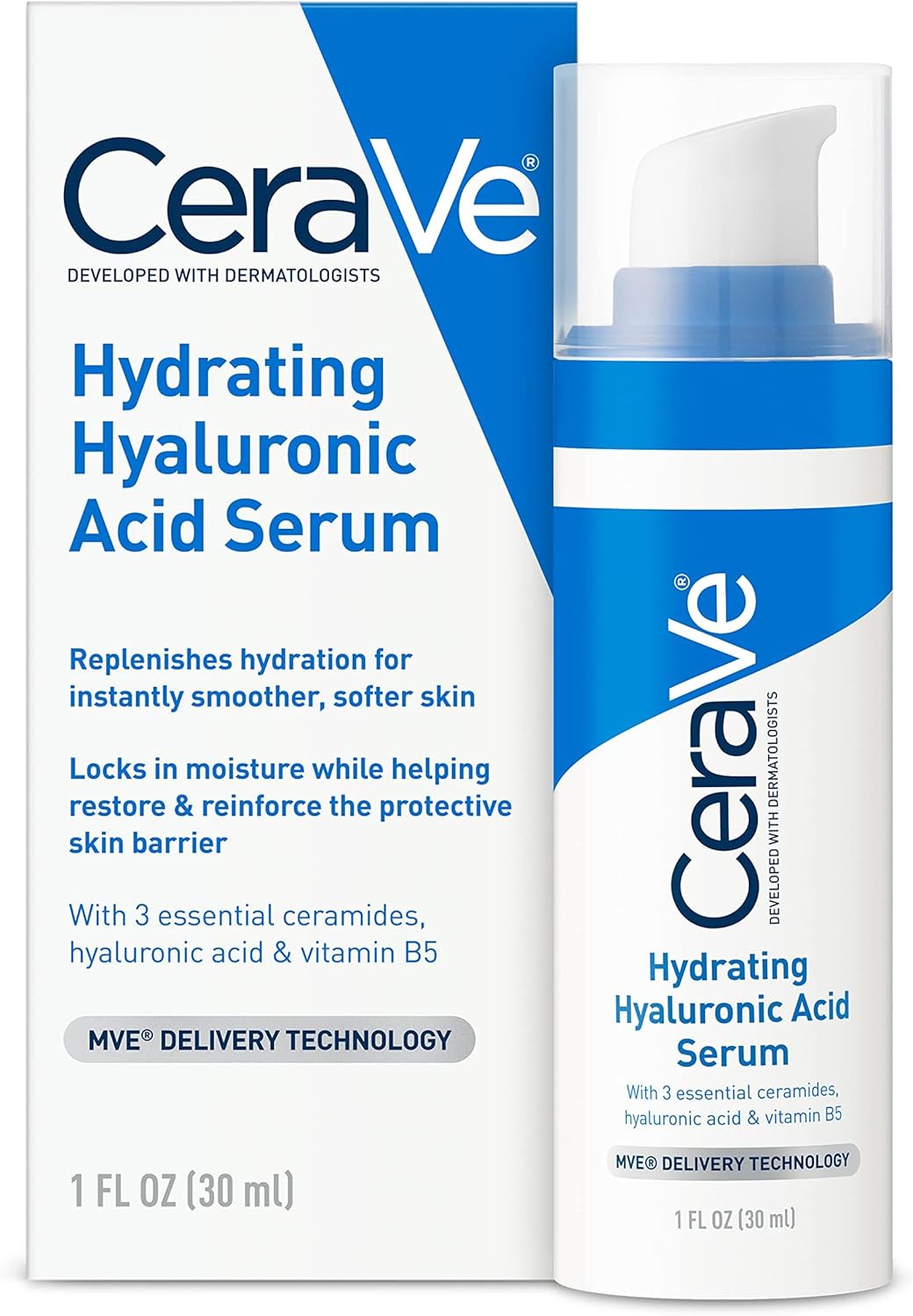 Cerave Hyaluronic Acid Serum for Face with Vitamin B5 and Ceramides, Hydrating Face Serum for Dry Skin, Fragrance Free